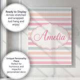 Personalised Name Cute Pastel Horizontal Custom  Unique Gift Idea Elegant Feature Canvas Wall Art Print Decor Picture Ready to Hang