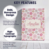 Personalised Name Cute Hand Drawn Floral Custom  Unique Gift Idea Elegant Feature Canvas Wall Art Print Decor Picture Ready to Hang