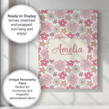 Personalised Name Cute Hand Drawn Floral Custom  Unique Gift Idea Elegant Feature Canvas Wall Art Print Decor Picture Ready to Hang