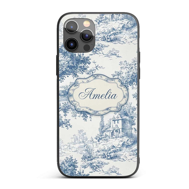 Vintage Toile Scenic Countryside Trees Village Custom Name Protective Phone Case Mobile Cover Durable Everyday Smartphone Shock Resistant