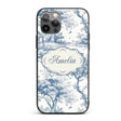 Vintage Toile Birds Nature Countryside Scene Blue Custom Name Protective Phone Case Mobile Cover Durable Everyday Smartphone Shock Resistant