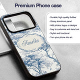 Vintage Toile Birds Nature Countryside Scene Blue Custom Name Protective Phone Case Mobile Cover Durable Everyday Smartphone Shock Resistant