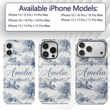 Vintage Toile Pastoral Countryside Village Scene Custom Name Protective Phone Case Mobile Cover Durable Everyday Smartphone Shock Resistant
