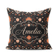 Custom Name Halloween Skull Pumpkin Folk Art Dark Seamless Name Square Filled Cushion Throw Pillow Sofa Bed Home Decor Zip Washable UK Made