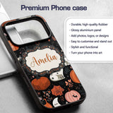 Cute Halloween Cats Pumpkins Moon Night Seamless Custom Name Protective Phone Case Mobile Cover Durable Everyday Smartphone Shock Resistant