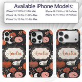 Cute Halloween Cats Pumpkins Moon Night Seamless Custom Name Protective Phone Case Mobile Cover Durable Everyday Smartphone Shock Resistant