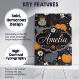 Personalised Name Autumn Pumpkin Cat Custom Premium Decorative Design Modern Room Accent Canvas Wall Art Print Decor Picture Ready to Hang