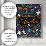 Personalised Name Spooky Halloween Pumpkins Custom  Bespoke Interior Contemporary Canvas Wall Art Print Decor Picture Ready to Hang
