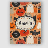 Personalised Name Cute Halloween Cats Bats Custom  Unique Gift Idea Elegant Feature Canvas Wall Art Print Decor Picture Ready to Hang
