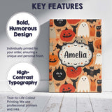 Personalised Name Cute Halloween Cats Bats Custom  Unique Gift Idea Elegant Feature Canvas Wall Art Print Decor Picture Ready to Hang