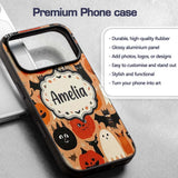 Cute Halloween Cats Bats Pumpkins Printed Design Custom Name Protective Phone Case Mobile Cover Durable Everyday Smartphone Shock Resistant