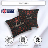 Custom Name Halloween Haunted House Gothic Seamless Pattern Name Square Filled Cushion Throw Pillow Sofa Bed Home Decor Zip Washable UK Made