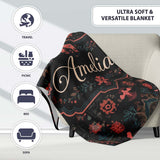 Halloween Haunted House Gothic Floral Seamless Pattern Name Cute  Personalised Custom Name Super Soft Fleece Blanket Bed Sofa Throw