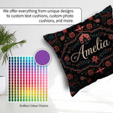 Custom Name Halloween Haunted House Gothic Seamless Pattern Name Square Filled Cushion Throw Pillow Sofa Bed Home Decor Zip Washable UK Made
