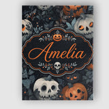 Personalised Name Halloween Pumpkin Botanical Custom Unique Gift Idea Modern Room Accent Canvas Wall Art Print Decor Picture Ready to Hang