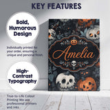 Personalised Name Halloween Pumpkin Botanical Custom Unique Gift Idea Modern Room Accent Canvas Wall Art Print Decor Picture Ready to Hang