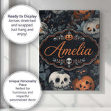 Personalised Name Halloween Pumpkin Botanical Custom Unique Gift Idea Modern Room Accent Canvas Wall Art Print Decor Picture Ready to Hang