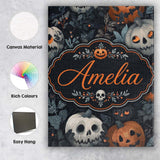 Personalised Name Halloween Pumpkin Botanical Custom Unique Gift Idea Modern Room Accent Canvas Wall Art Print Decor Picture Ready to Hang