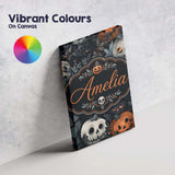 Personalised Name Halloween Pumpkin Botanical Custom Unique Gift Idea Modern Room Accent Canvas Wall Art Print Decor Picture Ready to Hang