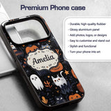 Cute Halloween Cats and Pumpkins Night Seamless Custom Name Protective Phone Case Mobile Cover Durable Everyday Smartphone Shock Resistant