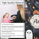 Cute Halloween Cats and Pumpkins Night Seamless Pattern Name Unique  Personalised Custom Name Super Soft Fleece Blanket Bed Sofa Throw