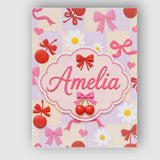 Personalised Name Cute Cherry Bow Daisy Heart Seamless Pattern on Custom  Bespoke Canvas Wall Art Print Decor Picture Ready to Hang