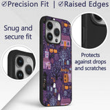 Haunted Village Purple Night Halloween Seamless Custom Name Protective Phone Case Mobile Cover Durable Everyday Smartphone Shock Resistant
