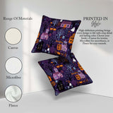 Custom Name Haunted Village Purple Night Halloween Seamless Name Square Filled Cushion Throw Pillow Sofa Bed Home Decor Zip Washable UK Made
