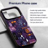 Haunted Village Purple Night Halloween Seamless Custom Name Protective Phone Case Mobile Cover Durable Everyday Smartphone Shock Resistant