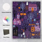 Personalised Name Haunted Village Purple Custom  Unique Gift Idea Elegant Feature Canvas Wall Art Print Decor Picture Ready to Hang