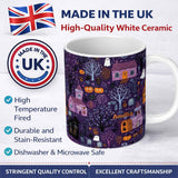 Personalized Custom Name Haunted Village Purple Night Halloween Seamless Pattern Name Cute 11oz Ceramic Coffee Tea Mug White Large Handle