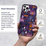 Haunted Village Purple Night Halloween Seamless Custom Name Protective Phone Case Mobile Cover Durable Everyday Smartphone Shock Resistant