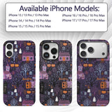 Haunted Village Purple Night Halloween Seamless Custom Name Protective Phone Case Mobile Cover Durable Everyday Smartphone Shock Resistant
