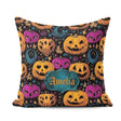 Custom Name Colorful Halloween Pumpkins Stars Seamless Name Cute Square Filled Cushion Throw Pillow Sofa Bed Home Decor Zip Washable UK Made