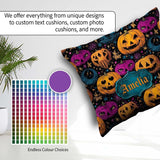 Custom Name Colorful Halloween Pumpkins Stars Seamless Name Cute Square Filled Cushion Throw Pillow Sofa Bed Home Decor Zip Washable UK Made