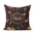 Custom Name Elegant Autumn Pumpkin Floral Dark Pattern Name Cute Square Filled Cushion Throw Pillow Sofa Bed Home Decor Zip Washable UK Made