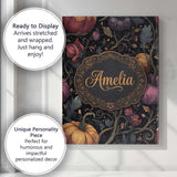 Personalised Name Elegant Autumn Pumpkin Custom  Interior Decorative Contemporary Canvas Wall Art Print Decor Picture Ready to Hang