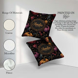 Custom Name Elegant Autumn Pumpkin Floral Dark Pattern Name Cute Square Filled Cushion Throw Pillow Sofa Bed Home Decor Zip Washable UK Made