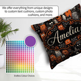 Custom Name Halloween Folk Art Animal Seamless Pattern Name Cute Square Filled Cushion Throw Pillow Sofa Bed Home Decor Zip Washable UK Made