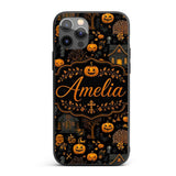 Haunted House Pumpkin Autumn Night Printed Design Custom Name Protective Phone Case Mobile Cover Durable Everyday Smartphone Shock Resistant