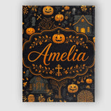 Personalised Name Haunted House Pumpkin Custom  Modern Room Accent Elegant Feature Canvas Wall Art Print Decor Picture Ready to Hang