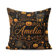 Custom Name Haunted House Pumpkin Autumn Night Pattern Name Cute Square Filled Cushion Throw Pillow Sofa Bed Home Decor Zip Washable UK Made