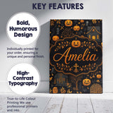 Personalised Name Haunted House Pumpkin Custom  Modern Room Accent Elegant Feature Canvas Wall Art Print Decor Picture Ready to Hang