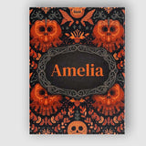 Personalised Name Halloween Skull Floral Custom  Unique Gift Idea Elegant Feature Canvas Wall Art Print Decor Picture Ready to Hang