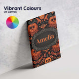 Personalised Name Halloween Skull Floral Custom  Unique Gift Idea Elegant Feature Canvas Wall Art Print Decor Picture Ready to Hang