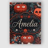 Personalised Name Halloween Black Cat Custom Modern Room Accent Creative Decorator Style Canvas Wall Art Print Decor Picture Ready to Hang
