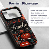 Halloween Black Cat Pumpkin Autumn Printed Design Custom Name Protective Phone Case Mobile Cover Durable Everyday Smartphone Shock Resistant