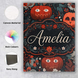 Personalised Name Halloween Black Cat Custom Modern Room Accent Creative Decorator Style Canvas Wall Art Print Decor Picture Ready to Hang