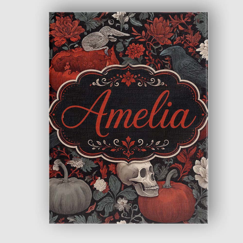 Personalised Name Gothic Raven Skull Custom Premium Decorative Design Modern Room Accent Canvas Wall Art Print Decor Picture Ready to Hang