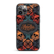 Ornate Skull Floral Symmetry Dark Gothic Seamless Custom Name Protective Phone Case Mobile Cover Durable Everyday Smartphone Shock Resistant